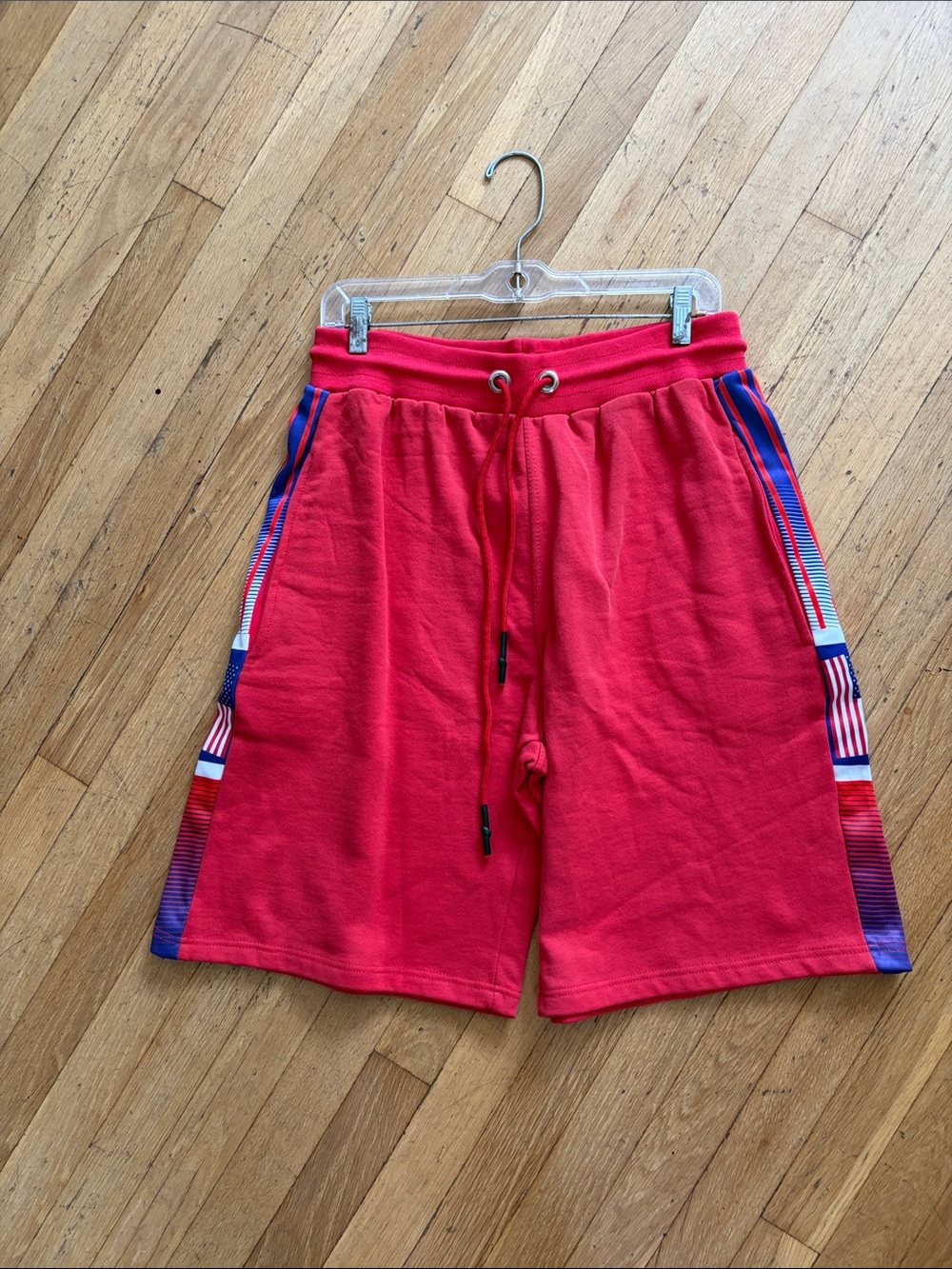 Men's Red Athletic Drawstring Shorts